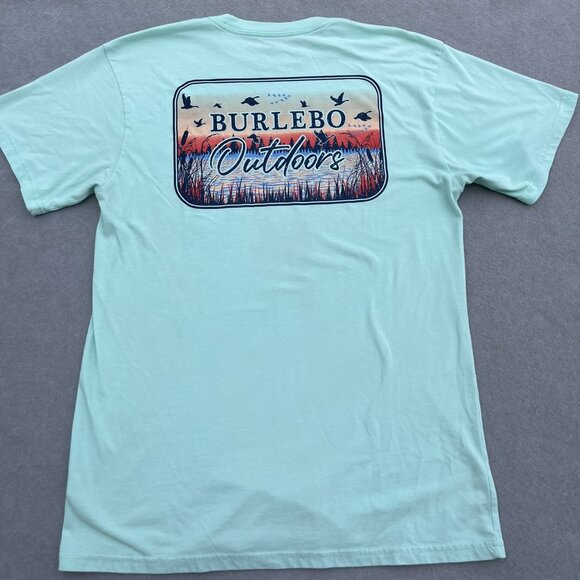 BURLEBO Short Sleeve T Shirt Mens Medium Crew Neck Aqua Duck Water Outdoors - Picture 1 of 4